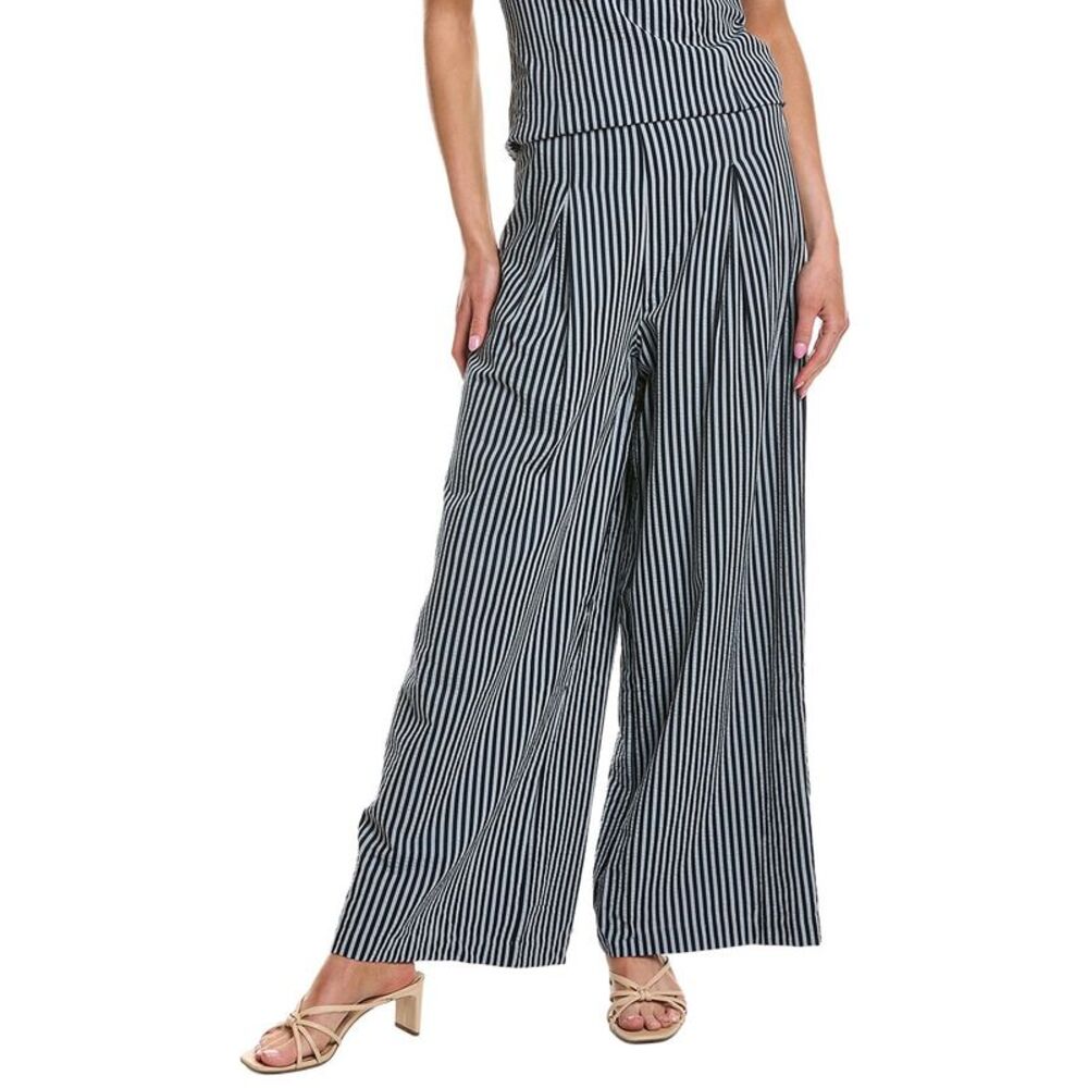 English Factory Womens Striped Wide Leg Pant, Blue
